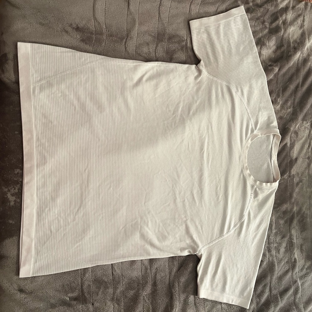 lululemon White Training Short with Gray Stripes